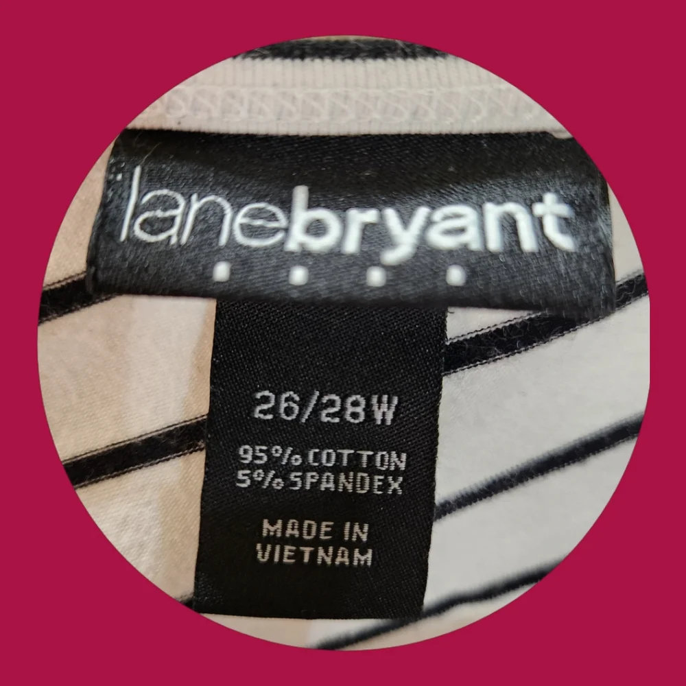 Lane Bryant v-neck sleeveless white t-shirt with small black stripes